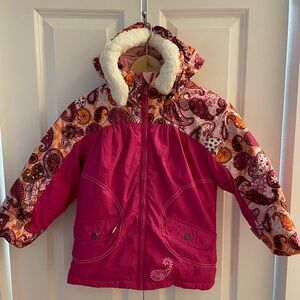 Gently used kids Jupa insulated ski/snowboard jacket, head cap, and overalls.